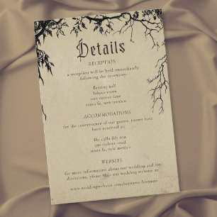 Gothic Raven Tree Engraving Black Tan Wedding Enclosure Card