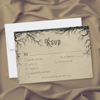 Gothic Raven Tree Engraving Black Tan Wedding