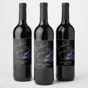 Gothic Raven Wicked Spirits Halloween Party Wine Label