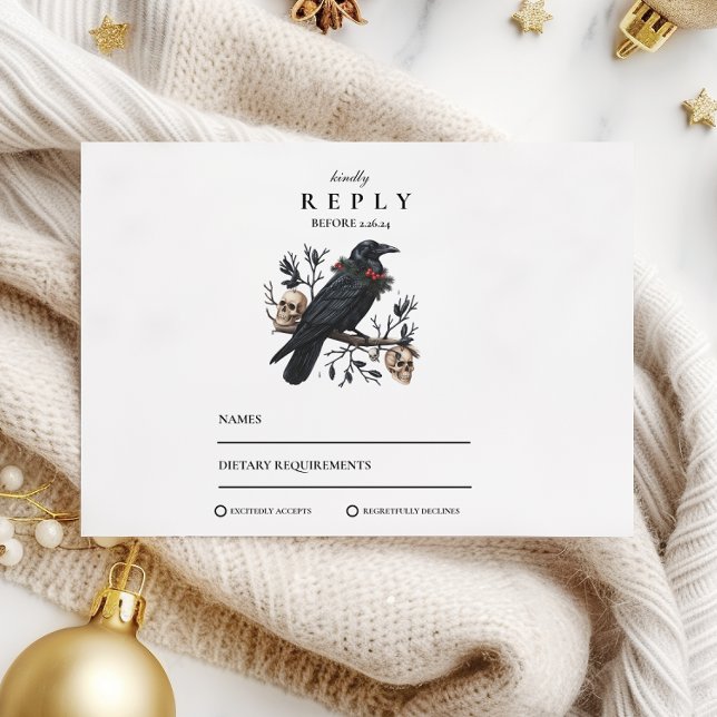 Gothic Raven Winter Wedding RSVP Card (Creator Uploaded)