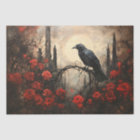 Gothic Raven with Dark Red Roses Decoupage