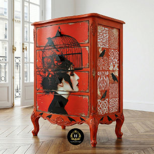 Gothic Raven Woman Furniture Decoupage Tissue Paper