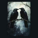 Gothic Ravens: A Dark and Mysterious Oil Painting Poster<br><div class="desc">Discover a captivating gothic oil painting featuring two ravens perched on a branch. With their black feathers and a dark forest backdrop,  the painting evokes a sense of mystery and intrigue. The detailed brushstrokes and soft lighting create a hauntingly beautiful atmosphere.</div>