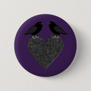Gothic Ravens and Black Heart 6 Cm Round Badge