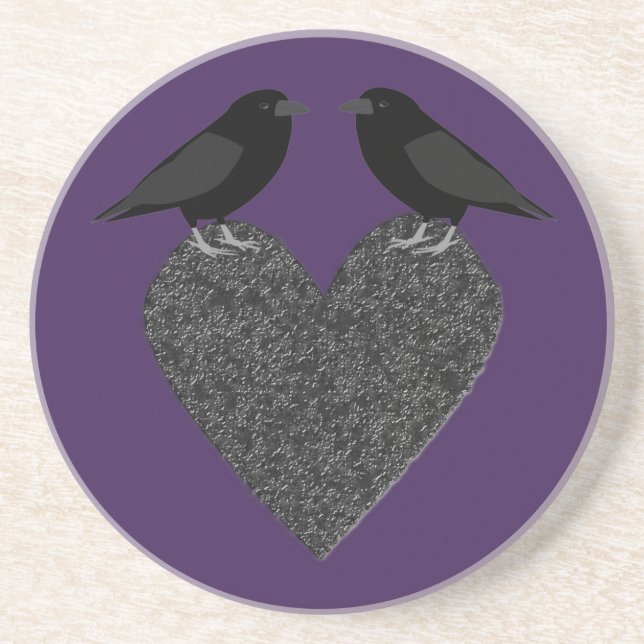 Gothic Ravens and Black Heart Coaster (Front)
