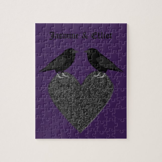 Gothic Ravens and Black Heart Custom Jigsaw Puzzle (Vertical)
