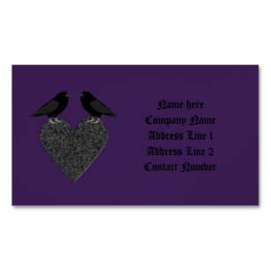Gothic Ravens and Black Heart Custom Magnetic Business Card
