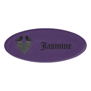 Gothic Ravens and Black Heart Custom Name Tag