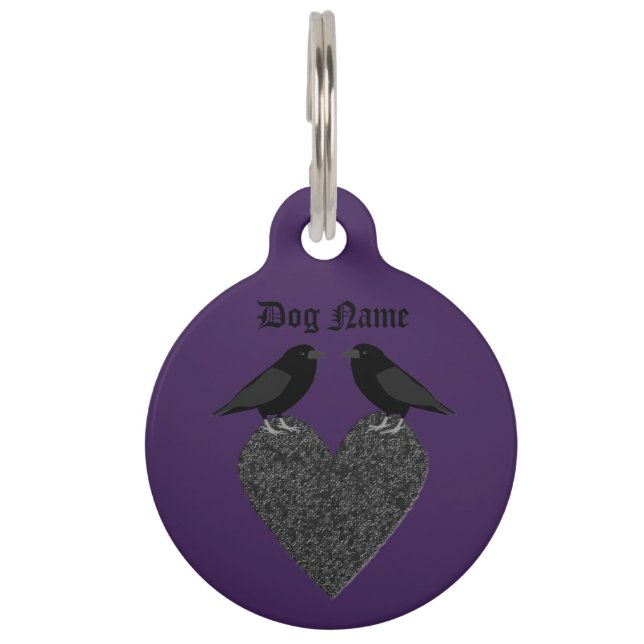 Gothic Ravens and Black Heart Custom Pet Tag (Front)