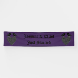 Gothic Ravens and Black Heart Custom Wedding Banner