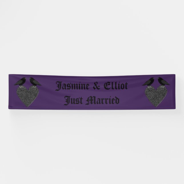 Gothic Ravens and Black Heart Custom Wedding Banner (Horizontal)