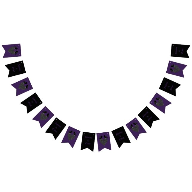 Gothic Ravens and Black Heart Custom Wedding Bunting (All)