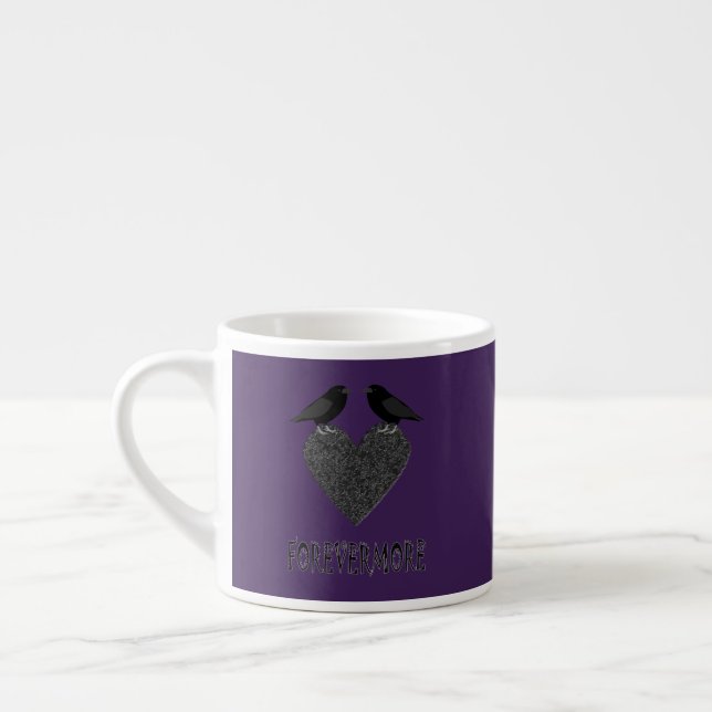 Gothic Ravens and Black Heart Espresso Cup (Left)