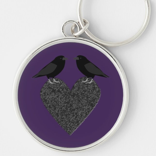 Gothic Ravens and Black Heart Key Ring (Front)