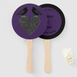 Gothic Ravens and Black Heart Wedding Custom Hand Fan