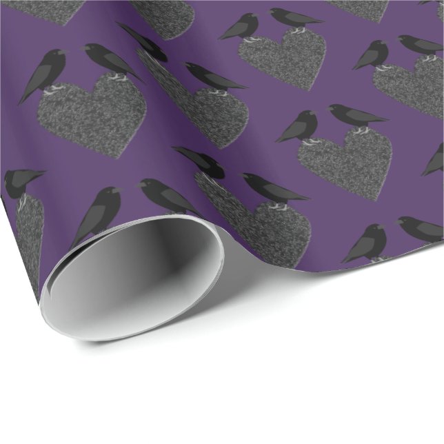Gothic Ravens and Black Heart Wrapping Paper (Roll Corner)