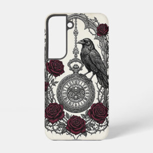 Gothic Raven's Clock and Roses Samsung Galaxy Case