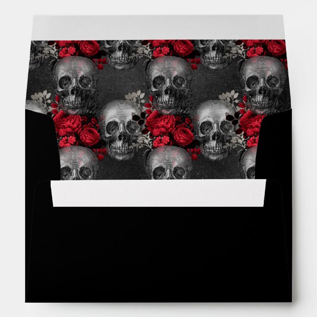 Gothic Red and Black Skeleton Wedding Envelope (Back (Bottom))