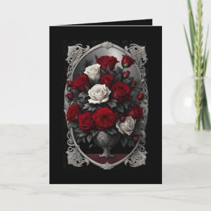 Gothic Red and White Roses Mother's Day Holiday Card