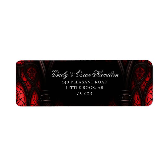Gothic Red & Black Cathedral Return Address Label (Front)