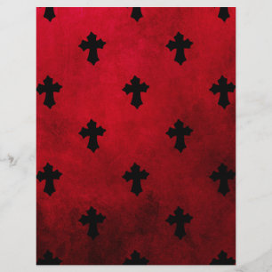 Gothic Red & Black Crosses Scrapbook Paper