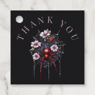 Gothic Red & Black Floral Spiderweb Thank You Favour Tags