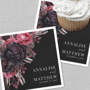 Gothic Red Black Floral Wedding Napkin