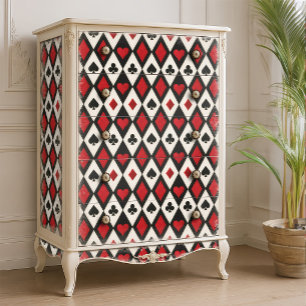 Gothic Red Black Harlequin Playing Card Alice Tissue Paper