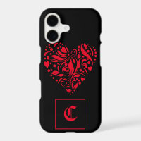 Gothic Red Black Heart Old English Initial