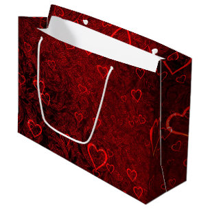 Gothic Red Black Hearts Large Gift Bag