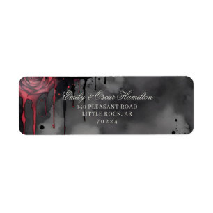 Gothic Red & Black Rose Elegant Return Address Label