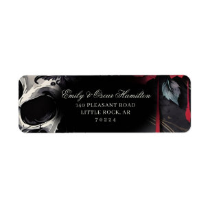 Gothic Red & Black Rose Elegant Return Address Label
