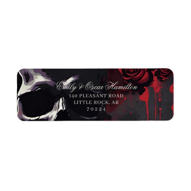 Gothic Red & Black Rose Elegant Return Address Label (Front)