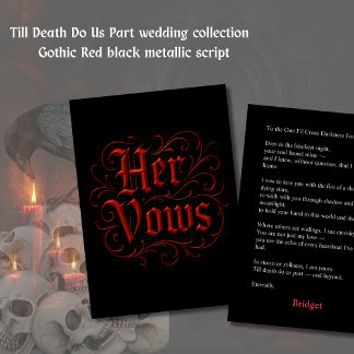 Gothic Red & Black Wedding Vow Letter – Her Vows  Card