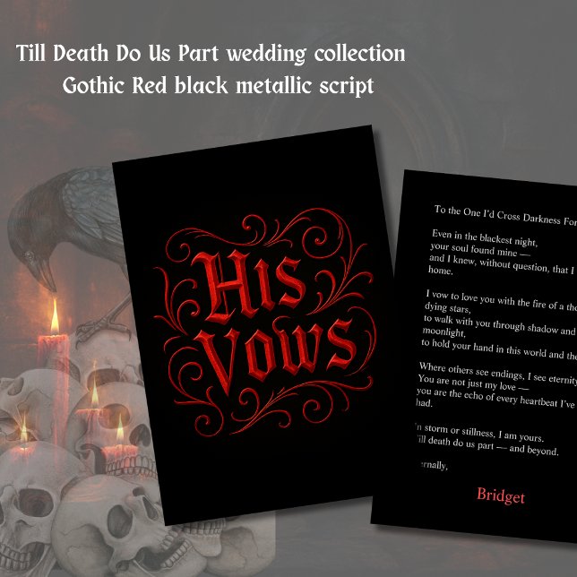Gothic Red & Black Wedding Vow Letter – his Vows  Card (Creator Uploaded)