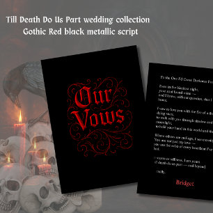 Gothic Red & Black Wedding Vow Letter – our Vows  Card