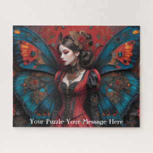 Gothic red butterfly girl jigsaw puzzle