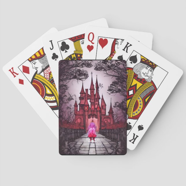 Gothic Red Castle Playing Cards (Back)