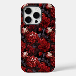 Gothic Red Chrysanthemum Dark Floral iPhone 16 Pro Case