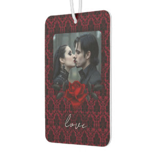 Gothic Red Damask Rose Car Air Freshener