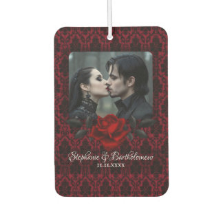 Gothic Red Damask Rose Personalised Car Air Freshener