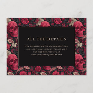 Gothic Red Floral Skulls Enclosure Card