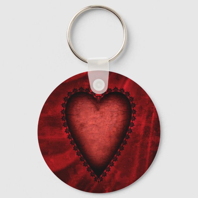 Gothic Red Heart Key Ring (Front)
