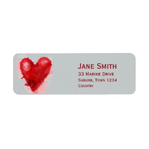 Gothic red heart watercolour illustration art return address label