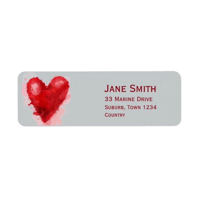 Gothic red heart watercolour illustration art return address label (Front)