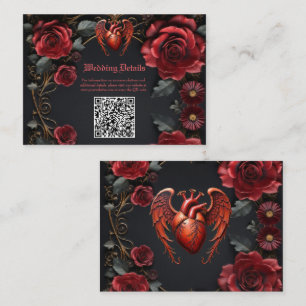 Gothic Red Heart with Roses – Dark Romantic Enclosure Card