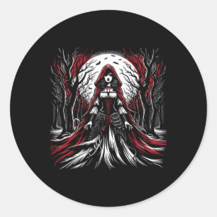 Gothic Red Riding Hood Dark Halloween Spooky Classic Round Sticker