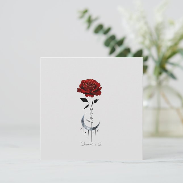 Gothic Red Rose and Crescent Moon with Love (Standing Front)