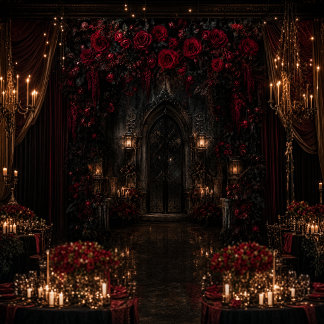 Gothic Red Rose Backdrop | Luxury Romantic Tapestry