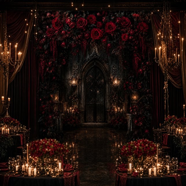 Gothic Red Rose Backdrop | Luxury Romantic  Tapestry (Gothic Red Rose Backdrop | Luxury Romantic)